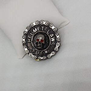 Edgy Silver and Red Skull Pin